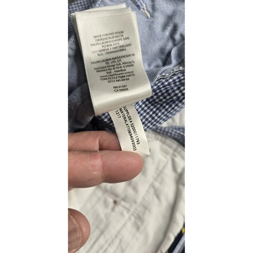 Polo Ralph Lauren Shorts Men 30 (32) Blue White Check Stretch Classic Flesh Pony